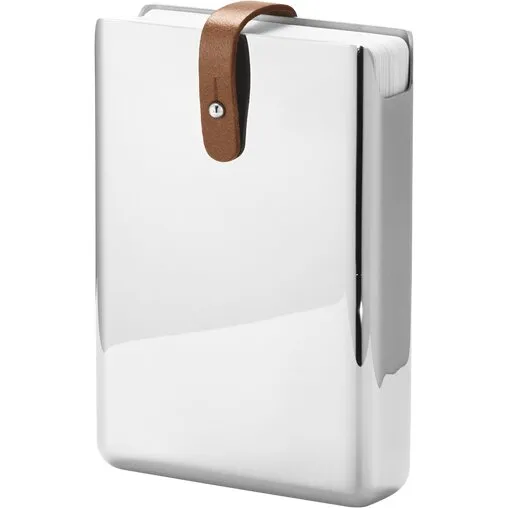 SKY Etui til spillekort i rustfrit stål med læderrem