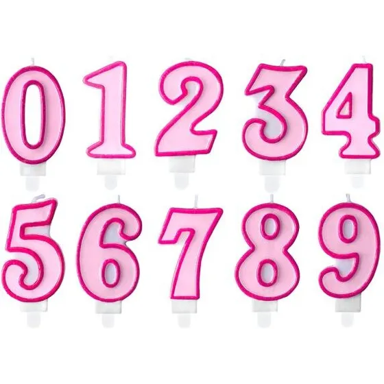 Fødselsdagslys Tal 0 Pink 70 mm