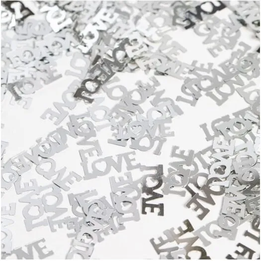 Sølv 'Love' konfetti, 14 g