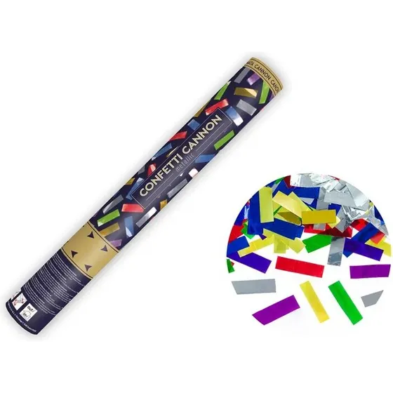 Konfettirør 40 cm – metallic multifarvet