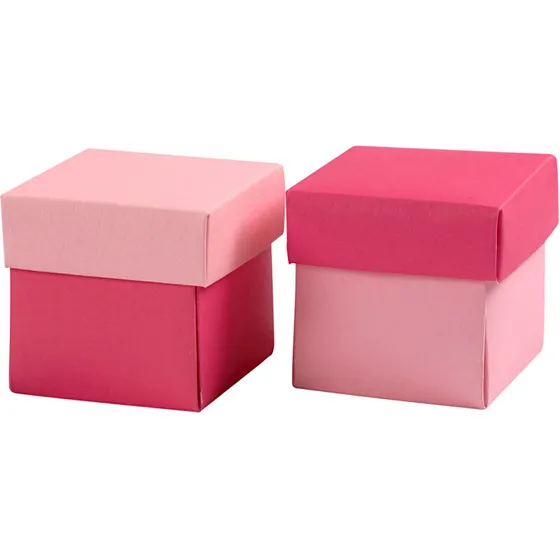 Fold-selv-æske 5,5x5,5 cm 250 g rosa/pink - 10 stk.