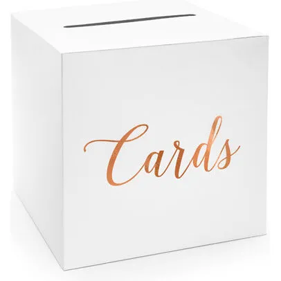 Bryllupskortboks Hvid med Rosaguld 'Cards' 24 cm