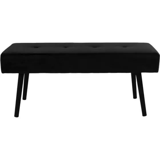 Sort velourbænk med sorte metalben 100x35 cm