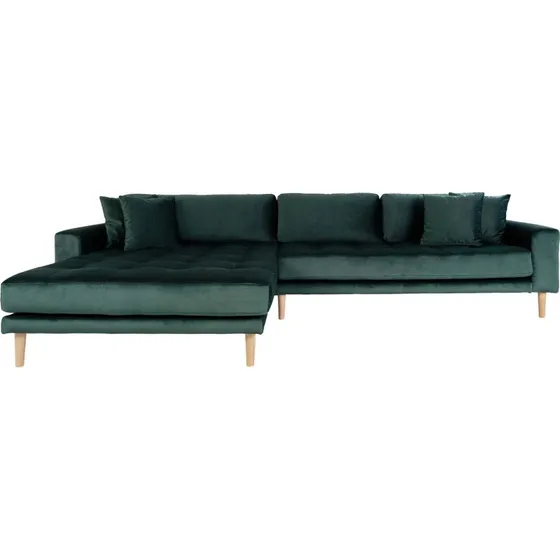 Lido venstrevendt loungesofa i mørkegrøn velour