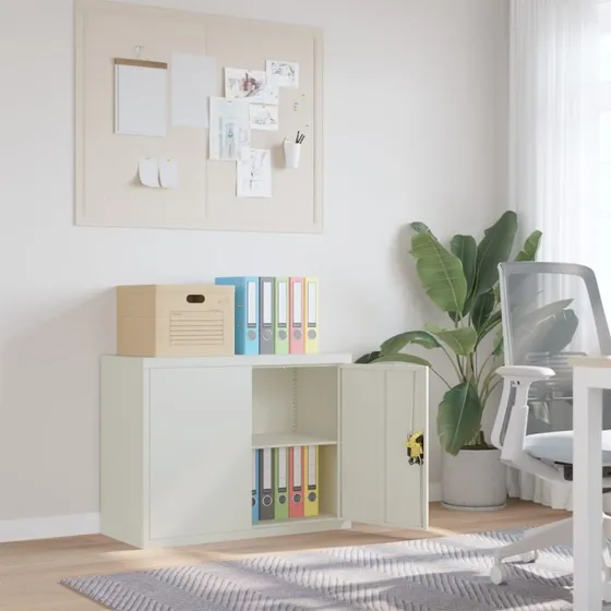 Arkivskab i pulverlakeret stl 90x40x70 cm - Lysegr