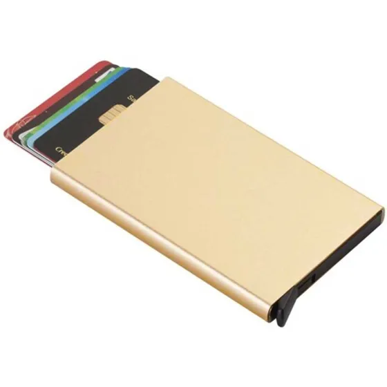 RFID Pop-up kortholder i aluminium – 5 kort, sølv