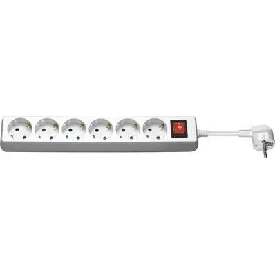 Goobay 6-vejs stikdåse med afbryder 1,5 m – hvid