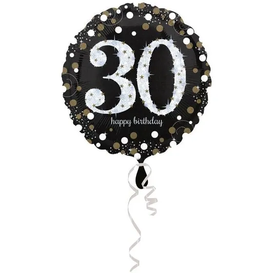 Folieballon 30 år Sparkling Gold 43 cm