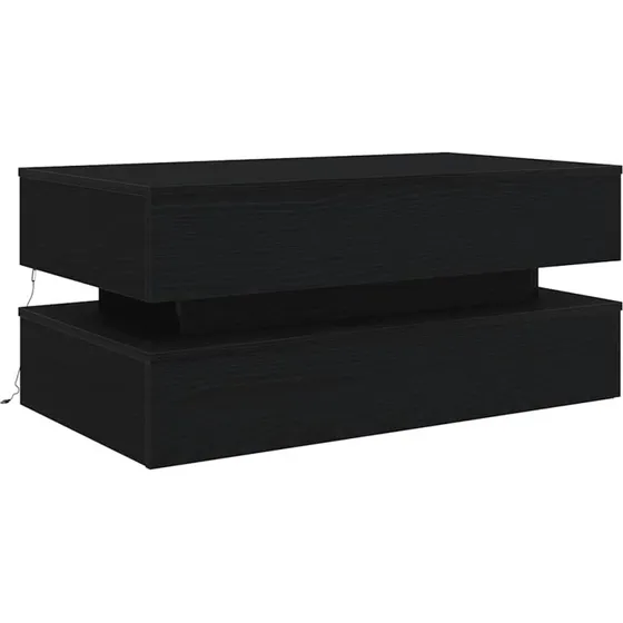Sofabord 90x50x40 cm med RGB LED  Sort/eg