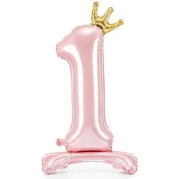 Folieballon Tal 1 Selvstående Lyserød 84 cm med Guldkrone