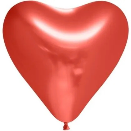 Mirror Hjerteballoner, rød 30 cm - 6 stk