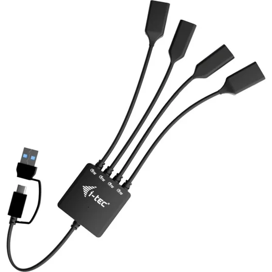 i-Tec 4-port USB Hub (2x USB-C 3.2 Gen1 + 2x USB-A)  Sort