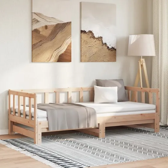 Daybed med udtræk i massivt fyrretræ 2x(80x200) cm