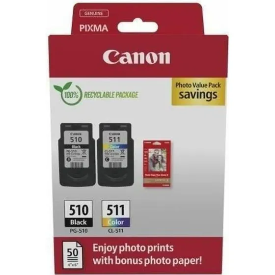 Canon PG-510/CL-511 Photo Value Pack  Sort + Farve + Fotopapir
