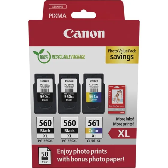 Canon Photo Value Pack PG-560XL x2 + CL-561XL (sort+farve)