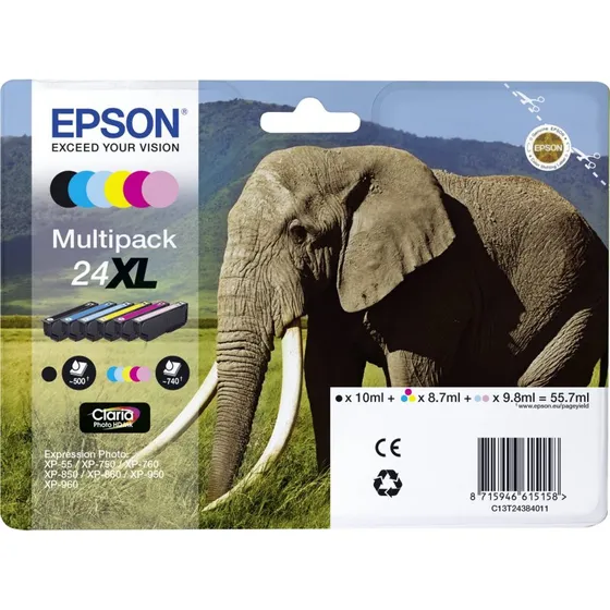 Epson 24XL Multipack 6 stk  Sort + 5 farver (C13T24384011)