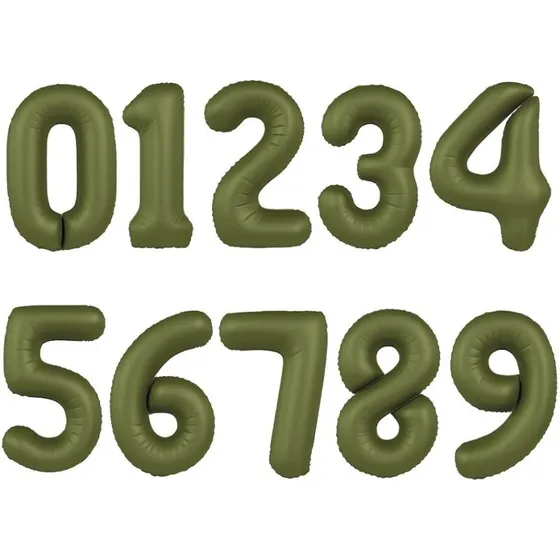 Talballon Mat Olivengrøn 86 cm (vælg 0–9)