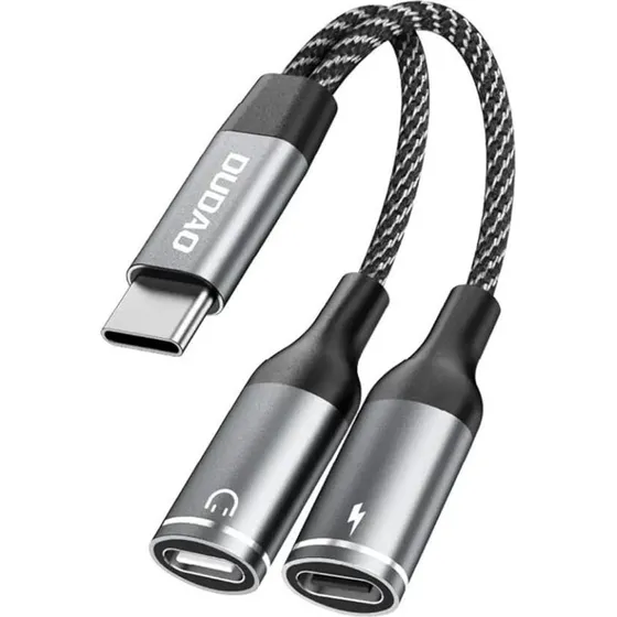 Dudao L13C+ 2-i-1 USB-C adapter  gr/sort