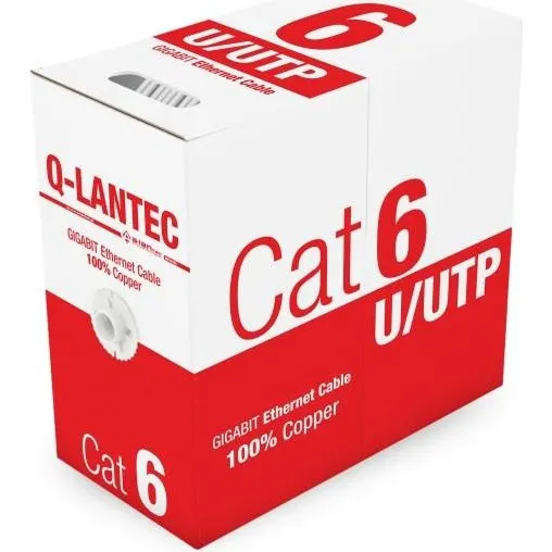 Q-LANTEC CAT6 U/UTP bulkkabel 305 m - lysegr