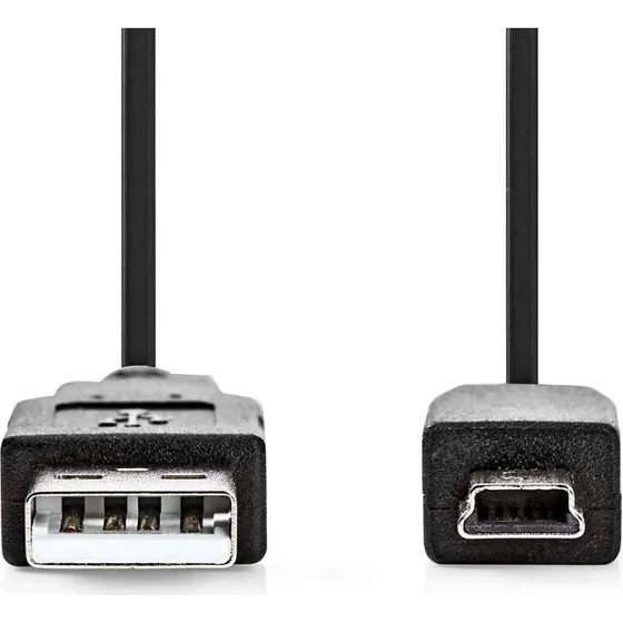 USB-kabel USB-A til Mini-USB 2.0, 2,0 m — sort