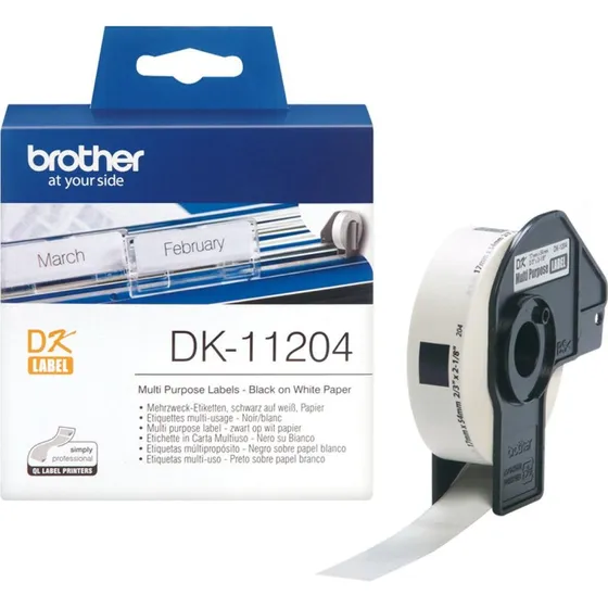 Brother DK-11204 etiketter 1754 mm, 400 stk (sort p hvid)