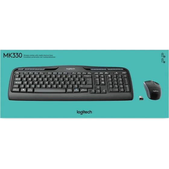 Logitech MK330 trdlst tastatur og mus  sort