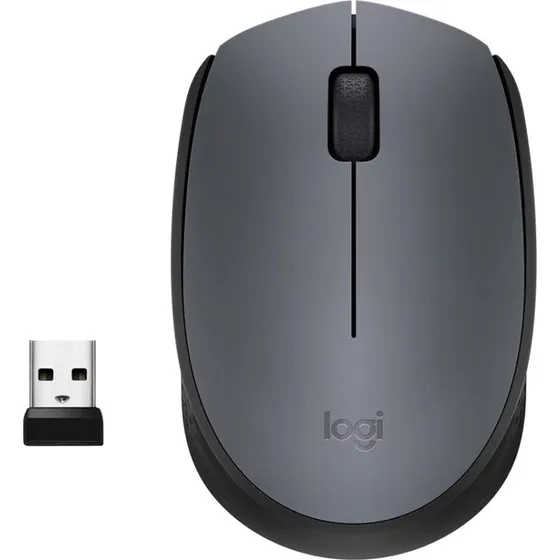 Logitech M170 trdls mus - 1000 DPI, sort/gr