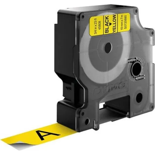 DYMO D1 farvetape 19 mm x 7 m  Sort p Gul (S0720880)