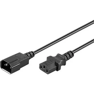 Forlngerkabel strm IEC C14C13 50 cm, 10A, sort