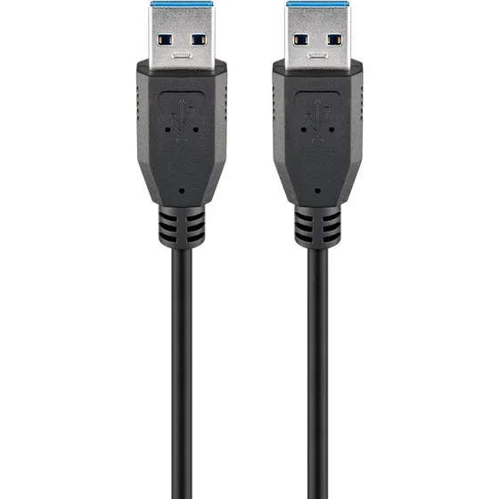 USB 3.0 AA kabel 0,5 m  SuperSpeed, sort