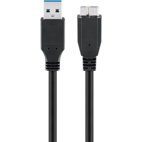 USB 3.0 kabel A til Micro-B, 0,5 m - sort