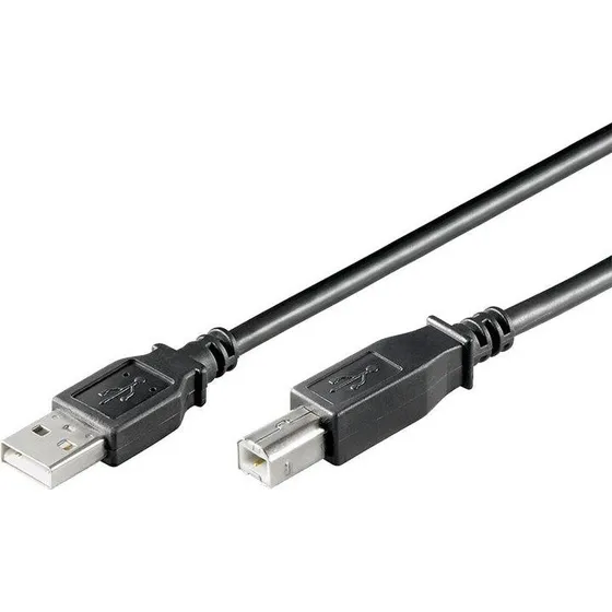 USB-kabel A til B 3 m, USB 2.0 dobbelt afskærmet – sort