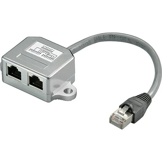 Goobay RJ45 Y-adapter CAT5 1→2, 15 cm, grå