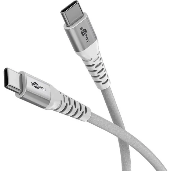 USB-C tekstilkabel 1 m  60W/3A, USB 2.0, flettet