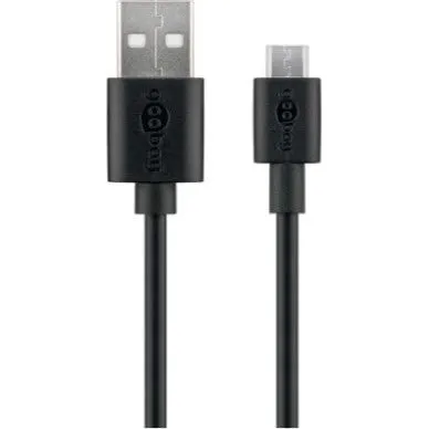 Goobay Micro-USB kabel 1 m – USB 2.0, 3A, Sort