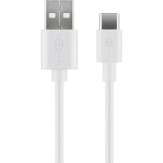 USB-A til USB-C kabel 0,5 m – USB 2.0, 3A, Hvid
