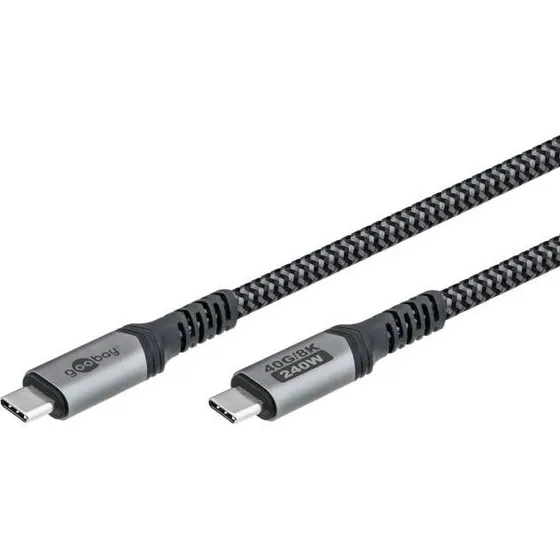 Goobay USB-C 4.0 tekstilkabel 1,8 m  240W, 40 Gbit/s