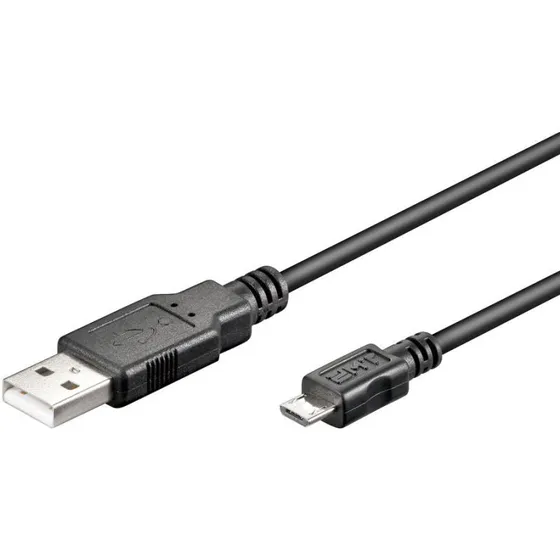 USB 2.0 kabel A han til Micro-B han, 5 m - Sort