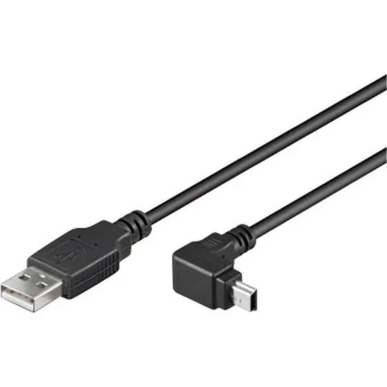 USB 2.0 A til mini-B 90° kabel 1,8 m - sort
