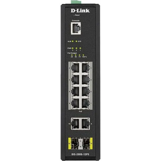 D-Link DIS-200G-12PS 10-port Gigabit PoE+ industri switch