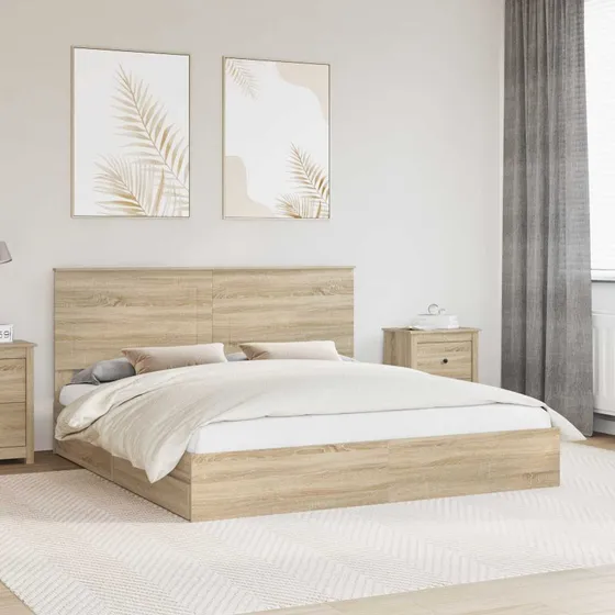 Opbevaringsseng Sonoma eg 180x200 - Lav ramme, konstrueret træ