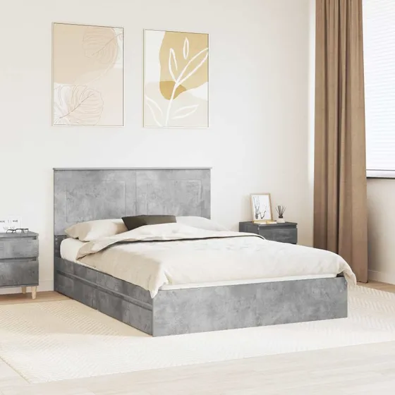 Opbevaringsseng 150x200 Betongrå – Konstrueret træ
