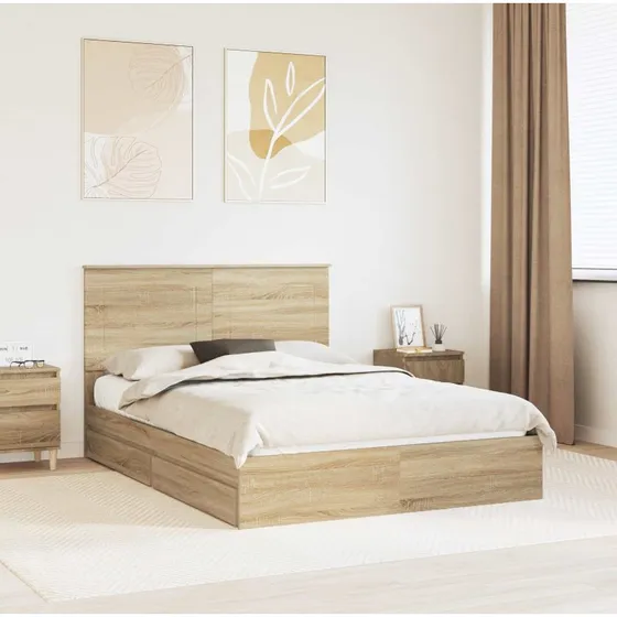 Opbevaringsseng Sonoma eg 140x200 cm – konstrueret træ