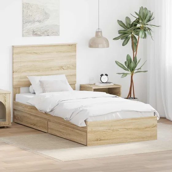 Opbevaringsseng Sonoma eg 90x200 cm – konstrueret træ