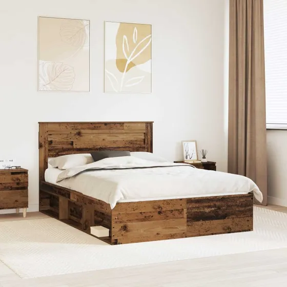 Sengestel i massivt fyrretræ 140 x 190 cm – gammelt træ