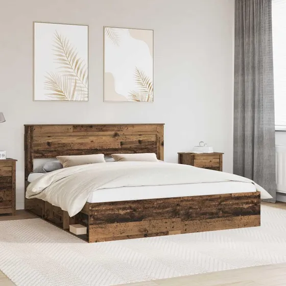 Sengestel 200x200 cm i massivt gammelt fyrretræ