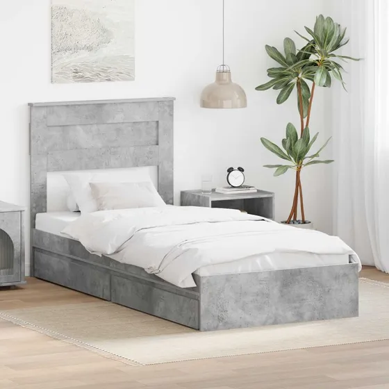 Opbevaringsseng 90x190 cm – Beton grå, konstrueret træ