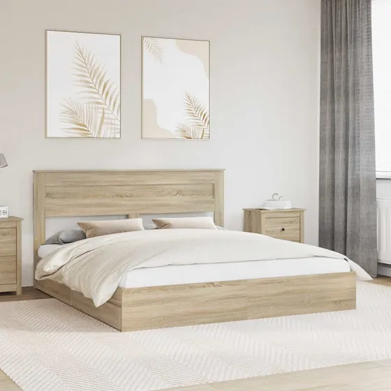Opbevaringsseng Sonoma eg 180x200 – konstrueret træ