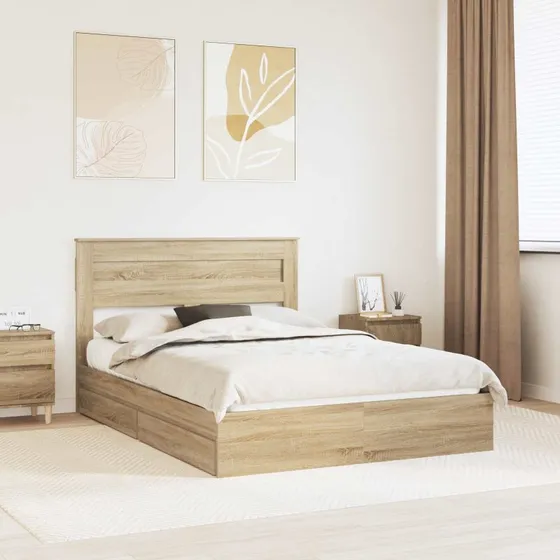 Opbevaringsseng Sonoma eg 150x200 cm – konstrueret træ