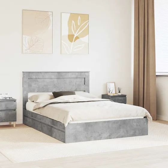Opbevaringsseng 150x200 cm Betongrå - Konstrueret træ
